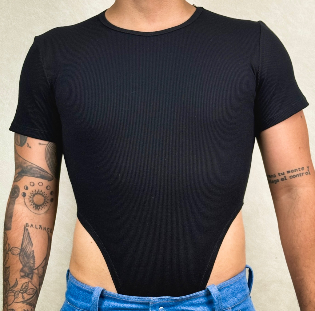 Body manga corta (Negro, S)